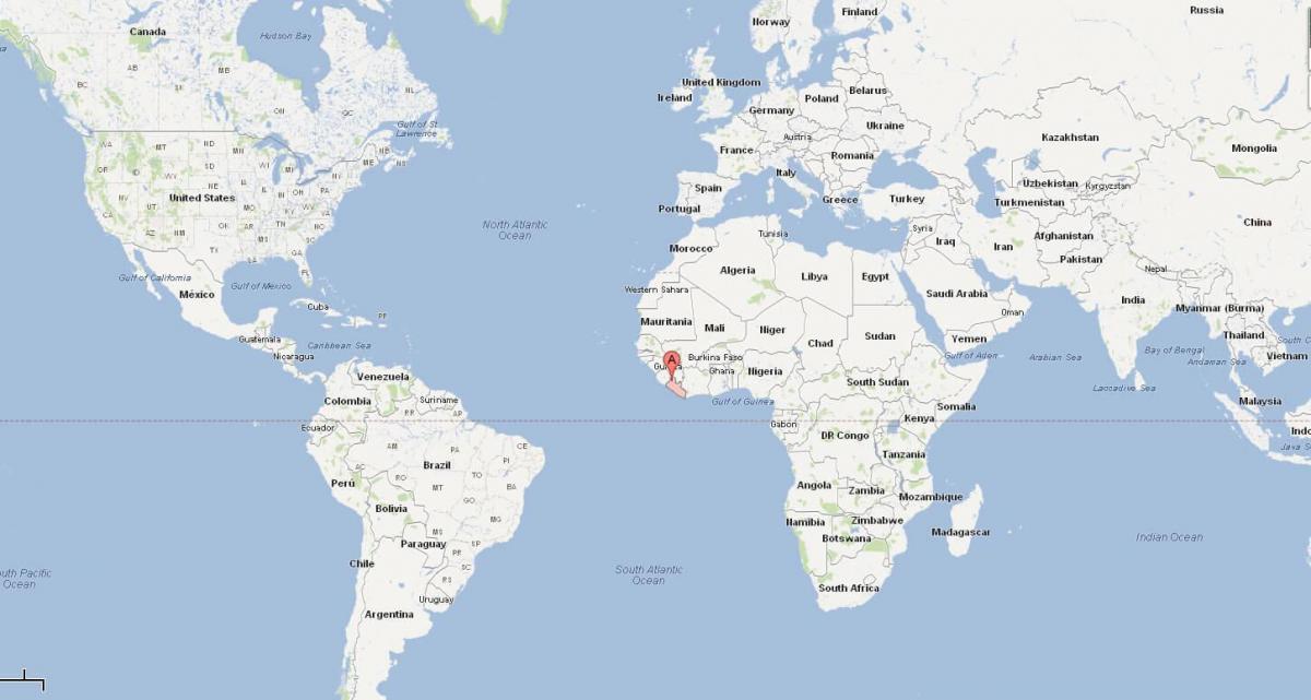 リベリアの場所が世界の地図