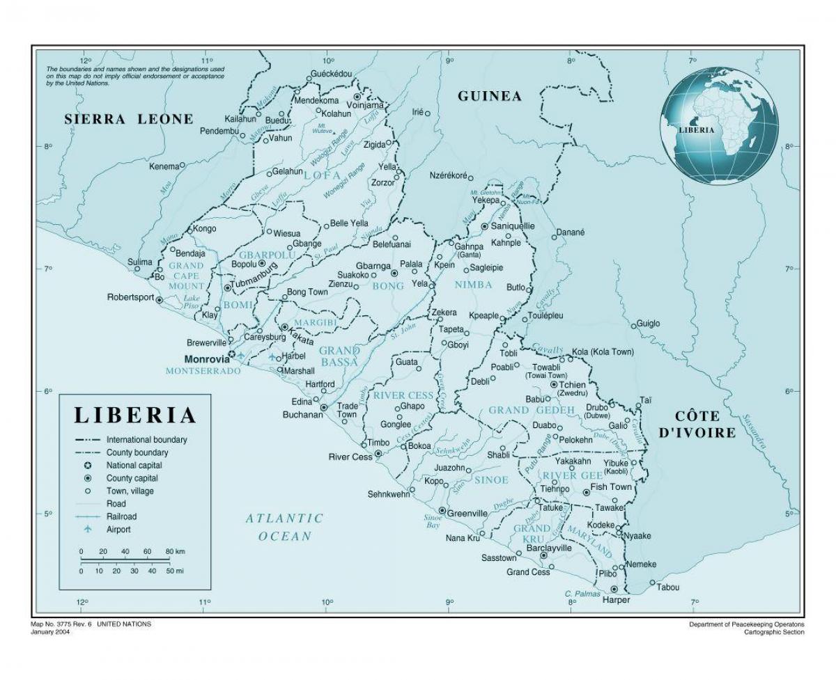 地図のリベリア空港