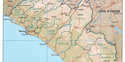 地図の地理的地図のリベリア