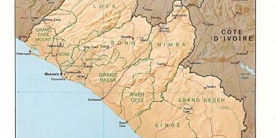 描画の立体地図（レリーフマップのリベリア